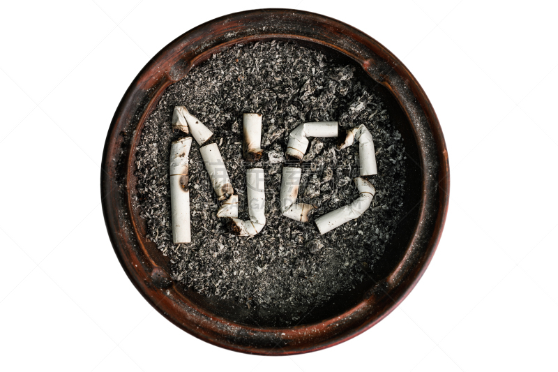 烟蒂,烟灰缸,单词,白色背景,不,分离着色,口臭,肺癌,致癌物,臭