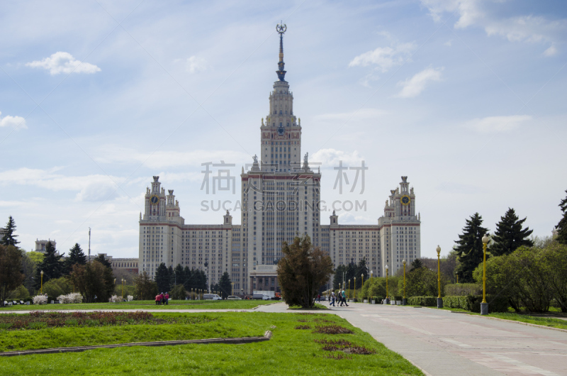 大学,莫斯科,州,mikhail lomonosov,外立面,水平画幅,建筑,无人,科学,夏天