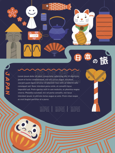 可爱的,日本,海报,爱德华五世,招财猫,鲤鱼旗,木屐,旅行社,护身符,华丽的