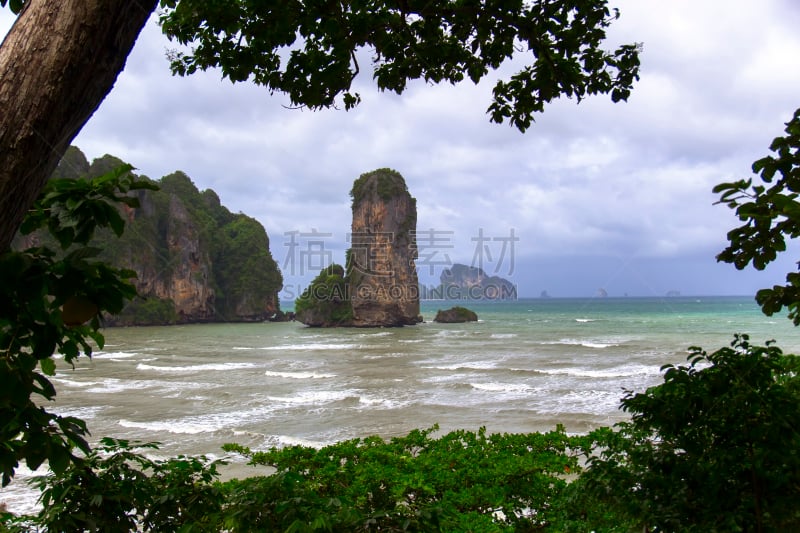 甲米,海岸线,奥南湾,攀牙湾,自然,水平画幅,沙子,无人,夏天,泰国