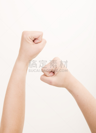 垂直画幅,四肢,用拳猛击,拳头,手,白色背景,人,白人,做手势