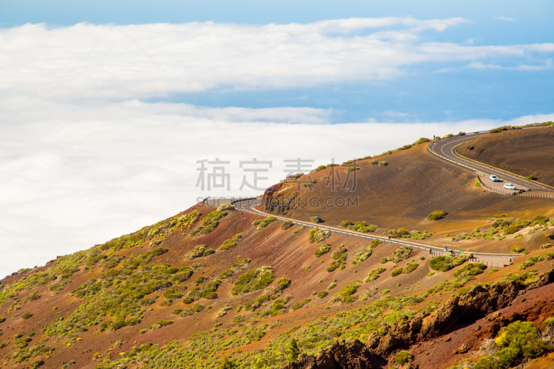 皮可德泰德山,路,火山,云景,在上面,旅途,沥青,公园,公路,沙漠