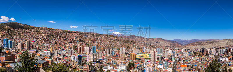 玻利维亚,伊利马尼山,全景,拉巴斯,天空,水平画幅,高视角,山,无人,火山地形