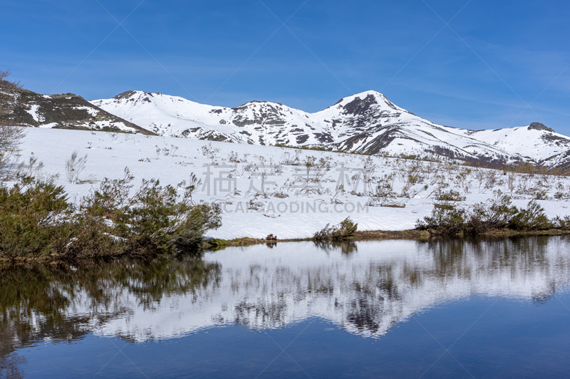 雪,湖,风景,山,西班牙,欧洲的匹克斯山,里昂,寒冷,运动,霜