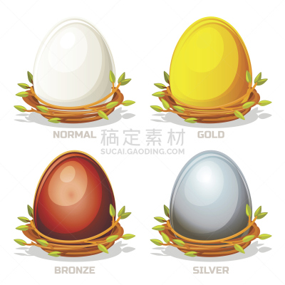 鸟巢,卵,卡通,嫩枝,幽默,动物的巢,鸡蛋,椭圆形,青铜色,蛋黄