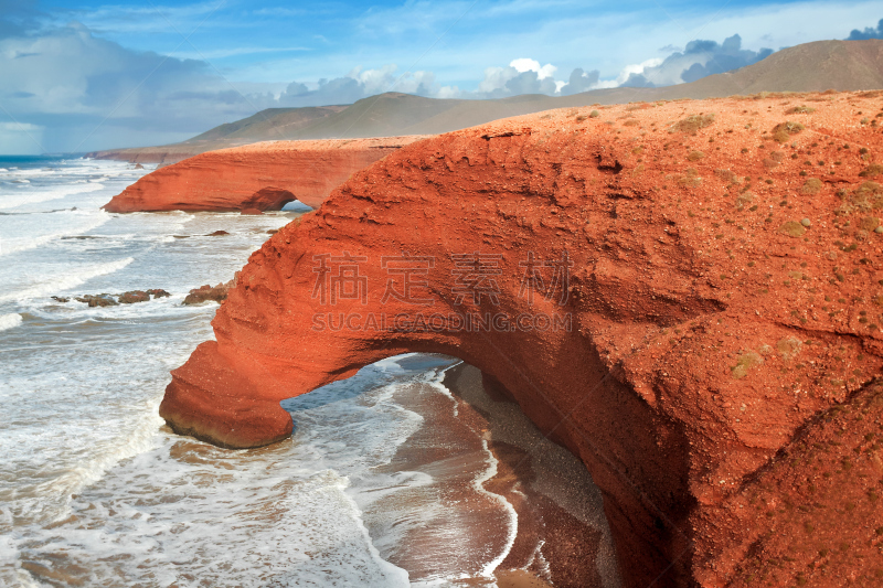 海滩,摩洛哥,马萨,自然,悬崖,水平画幅,沙子,岩石,无人,全景