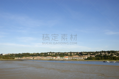河流,梅德韦河,罗切斯特,面向陆地,水平画幅,山,建筑,无人,英格兰,户外