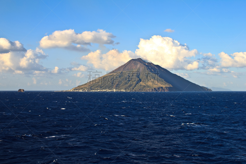 风景,斯特隆博利岛火山,斯托伦波里岛,风土流程,珊瑚岛,水,天空,风,水平画幅,火山地形