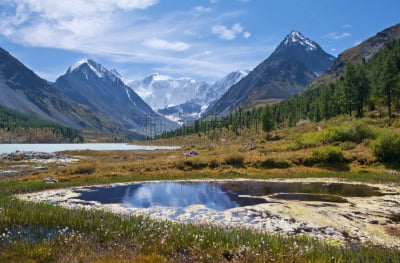 山,水,洛矶山脉,地名,雪,夏天,湖,草,图像,石头