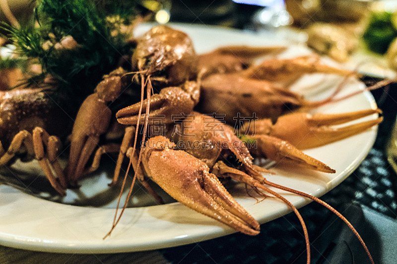 煮食,非凡的,小吃,盘子,小龙虾,禁止的,选择对焦,传统,自然界的状态,螯虾