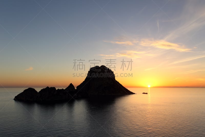 伊比沙岛,西班牙威德拉,水,天空,美,水平画幅,夜晚,曙暮光,夏天,巴利阿里群岛