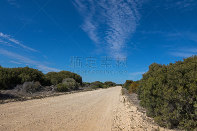 南澳大利亚,路,居住区,圆形,荒野公路,偏远地区,天空,水平画幅,沙子,无人