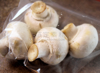食用菌,保鲜袋,可密封的,玻璃纸,塑料袋,水平画幅,素食,无人,塑胶,特写