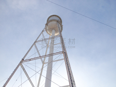 天空,蓝色,金属,北卡罗来纳,水塔,白色,电缆,在下面,圆形,杜罕