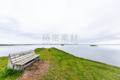 水,冰岛国,城镇,小的,地形,看风景,长椅,大西洋,山,冰岛赫本