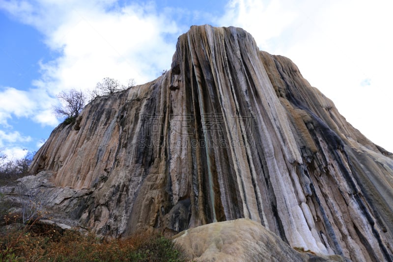 温泉,泉,矿物质,高架铁路铁轨,瓦哈卡谷,米特拉,阿瓜火山,石化木,瓦哈卡州,瓦哈卡