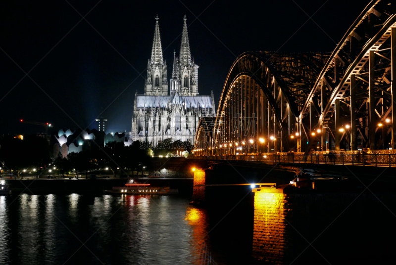 Beautiful view of Kölner Dom (Cologne Cathedral) and Hohenzollern Bridge, Cologne, Germany