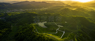 中国,山谷,在下面,黎明,农业,环境,草,农场,植物,夏天