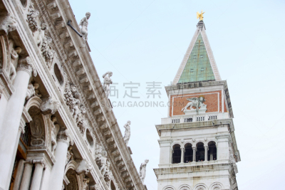 圣马可大钟塔,圣马克广场,圣马可广场,天空,褐色,水平画幅,无人,户外,特写,在上面