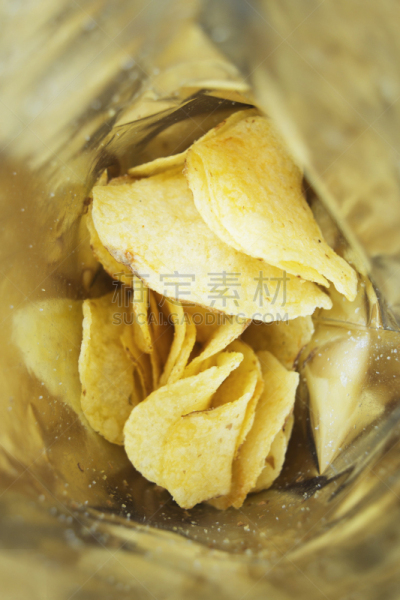 开着的,薯片,平衡折角灯,垂直画幅,煮食,可密封的,银色,塑料袋,膳食,海产