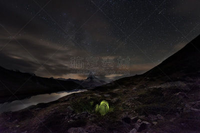 施泰利湖,天空,水平画幅,夜晚,无人,流星,湖,瑞士,徒步旅行,瑞士阿尔卑斯山