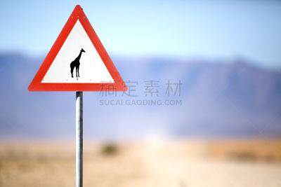 长颈鹿,交通标志,警告标识,考科维尔德,基特曼舒普,纳穆托尼,卡鲁镇,纳米布沙漠,喀拉哈里沙漠,苏丝斯黎