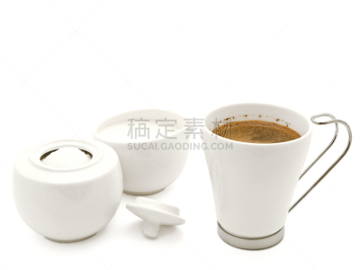 奶油,咖啡,代夫特陶器,糖罐,餐具,水平画幅,无人,盖子,玻璃杯,白色背景