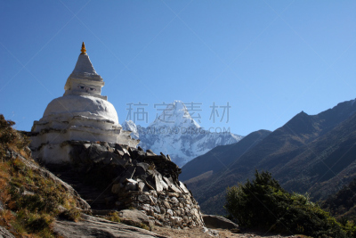 佛塔,山,尼泊尔,灵性,水平画幅,坤布,无人,喜马拉雅山脉,东亚