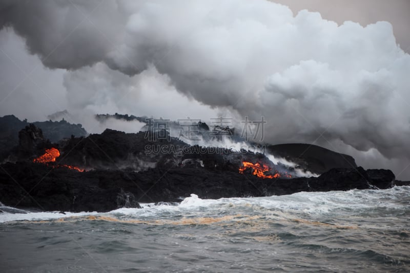 熔岩,几劳亚活火山,2018,水平画幅,无人,希洛,夏威夷大岛,户外,硫磺,黎明