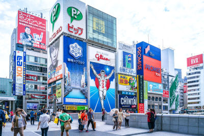 道顿堀,大阪府,日本,居住区,大板南波站,led灯,未来,水平画幅,运河,人群