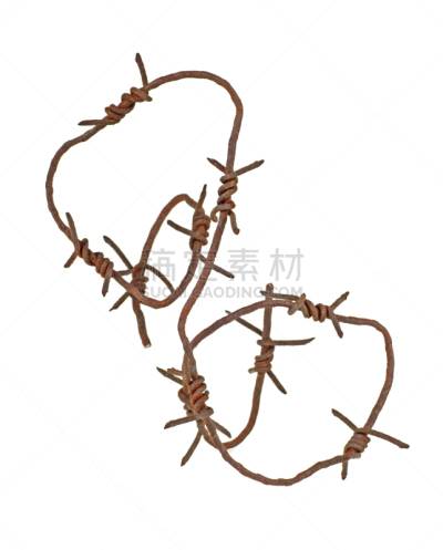 带刺铁丝网,分离着色,白色背景,古老的,钢铁,乌克兰,尖利,金属,安全,特写