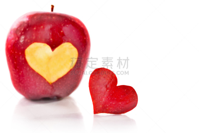 红色,动物心脏,苹果,背景分离,旅游目的地,水平画幅,形状,水果,符号,浪漫