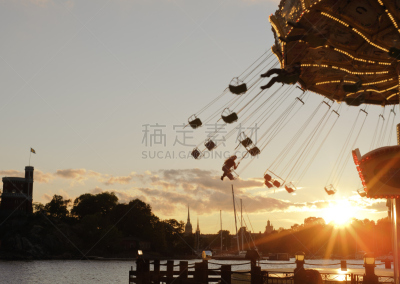 旋转木马,水,天空,风,休闲活动,水平画幅,夜晚,旋转类游乐,夏天,波罗的海