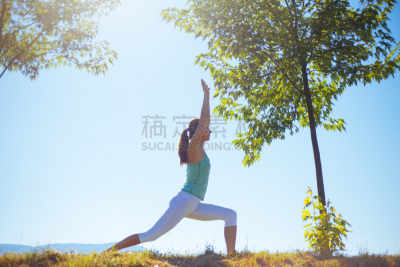 早晨,青年女人,美,公园,水平画幅,提举,美人,秤,夏天,户外