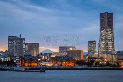 富士山,水,天空,美,水平画幅,无人,海港,曙暮光,户外,光