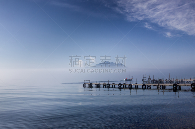 早晨,湖,支笏湖,千岁,浮式平台,水,天空,里山,旅行者,气候与心情