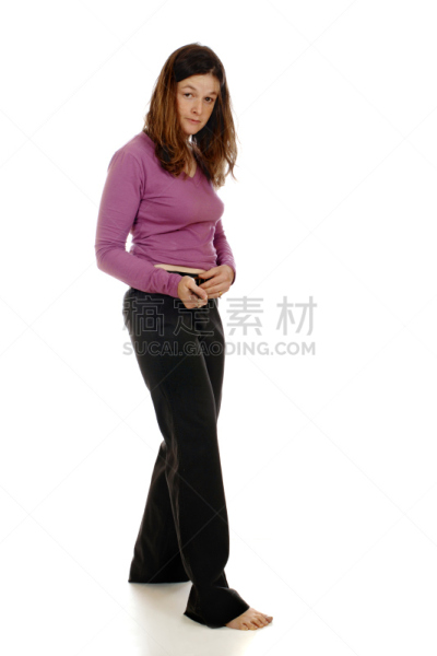 腰带,垂直画幅,穿衣服,早晨,白人,仅成年人,白色,成年的,中年人,女人