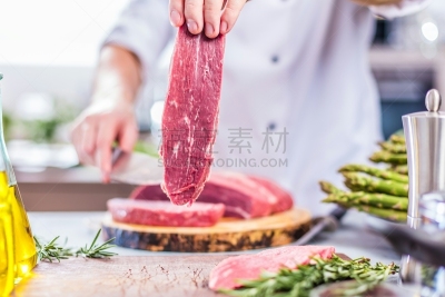 牛排,肉,氦,商业厨房,蔬菜,菜单,部分,专业人员,装饰菜,烤的