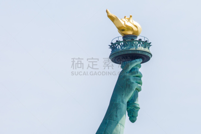 燃烧的火炬,自由女神像,埃利斯岛,自由岛,纽约港,纪念碑,美国,旅游目的地,水平画幅,建筑