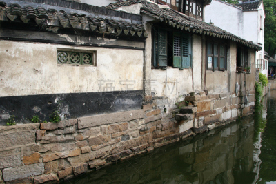 同里,乡村,中国,名声,窗户,水平画幅,墙,古老的,房屋,彩色图片