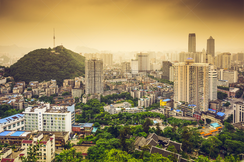 贵阳,贵州省,水平画幅,山,无人,户外,都市风景,现代,著名景点,旅游目的地