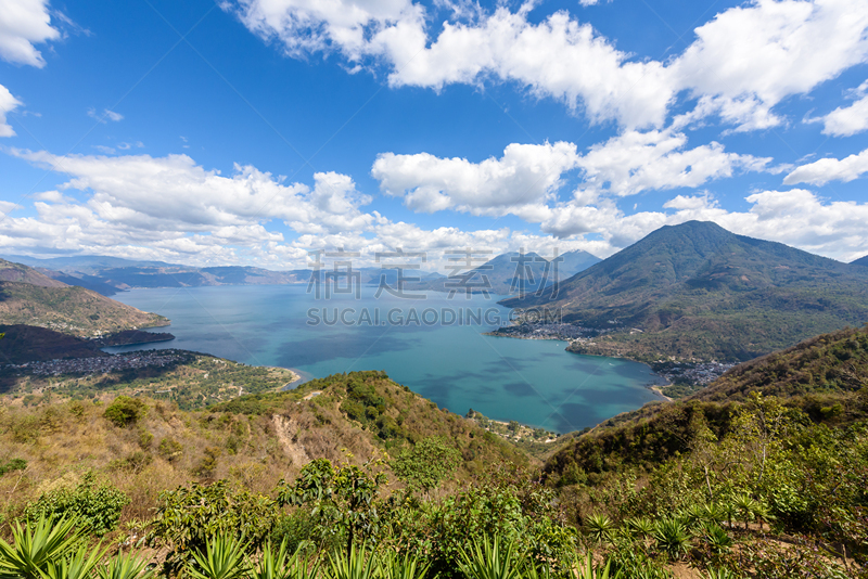 巴纳哈契,危地马拉,乡村,全景,火山,风景,小的,圣彼得阿塔卡马,圣胡安,圣马科斯