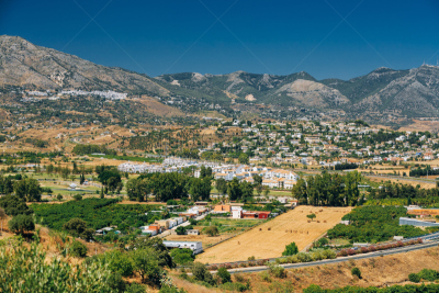 夏天,米哈斯,都市风景,安达卢西亚,西班牙,马拉加省,天空,古老的,居住区,建筑业