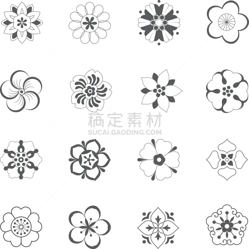 中国 花纹 传统 半打 花瓣 梅花 五个物体 桃花 四个物体 部分图片素材下载 稿定素材