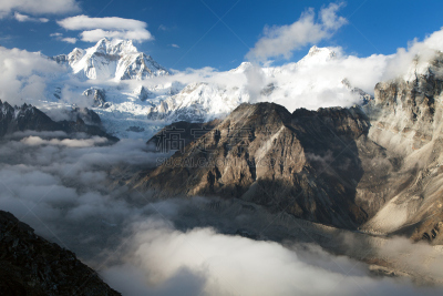 山,黄昏,看风景,高桥山,国格佑峰,戈焦山谷,锯齿状冰川,珠峰大本营,坤布,昆布地区