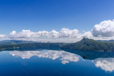 马舒科湖,夏天,弟子屈,白桦树,落叶松,北海道,水,天空,度假胜地,水平画幅