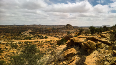 Cave paintings Laas Geel rock exterior near Hargeisa Somalia