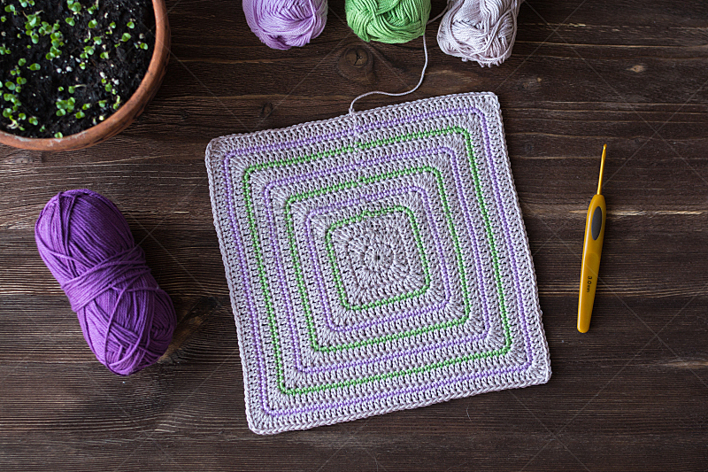 钩针编织品,球,白色,机织织物,丁香花,羊毛,地毯,正方形,羊毛线球,紫色
