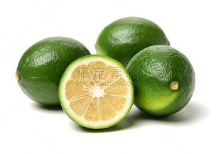 柠檬,绿色,白色背景,分离着色,水平画幅,无人,果汁,酸橙,白色,彩色图片