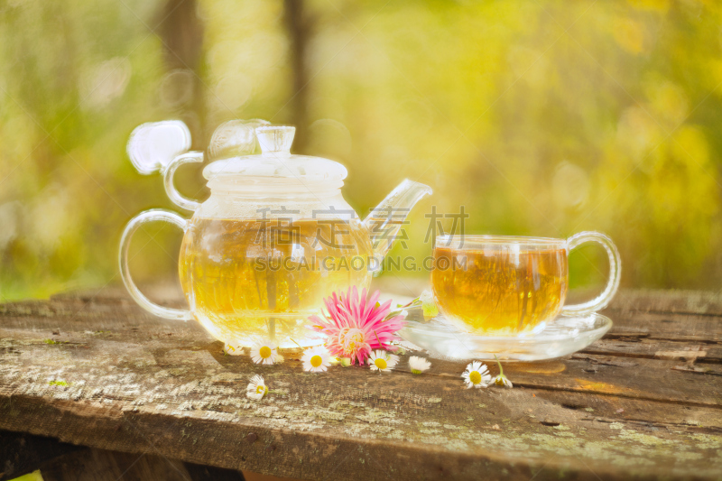 绿茶,杯,自然美,雏菊花环,达摩金轮,烧水壶,摆餐具,茶话会,甘菊花,中国茶